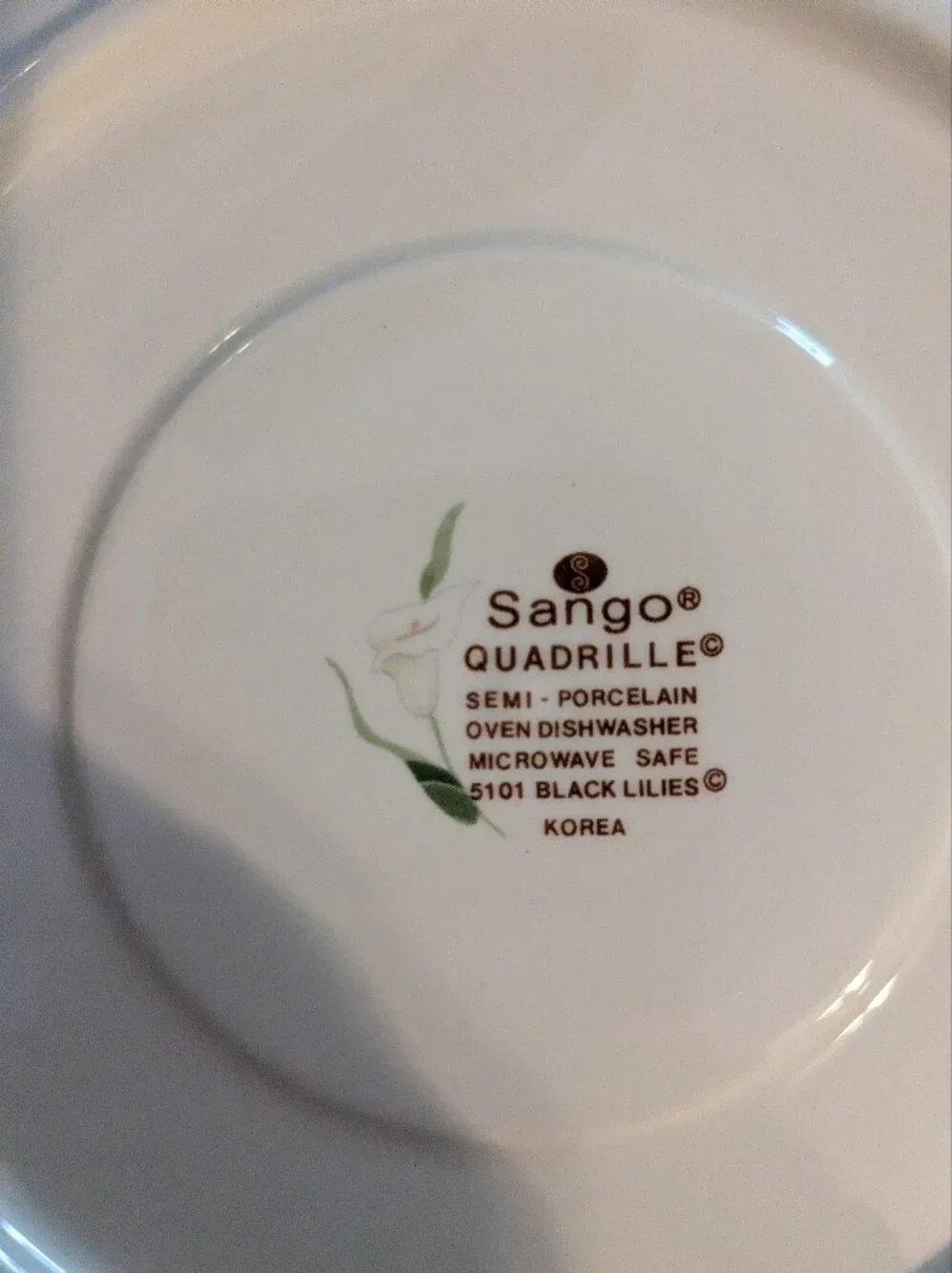 2-Sango Black and White Square Saucer Plates with Calla Lily Motif